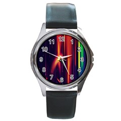 Perfection Graphic Colorful Lines Round Metal Watch