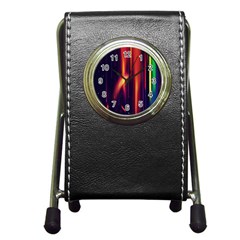 Perfection Graphic Colorful Lines Pen Holder Desk Clocks by Mariart