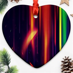 Perfection Graphic Colorful Lines Heart Ornament (two Sides) by Mariart