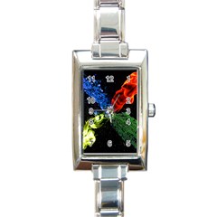 Perfect Amoled Screens Fire Water Leaf Sun Rectangle Italian Charm Watch