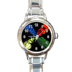 Perfect Amoled Screens Fire Water Leaf Sun Round Italian Charm Watch