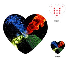 Perfect Amoled Screens Fire Water Leaf Sun Playing Cards (heart)  by Mariart