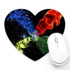 Perfect Amoled Screens Fire Water Leaf Sun Heart Mousepads by Mariart