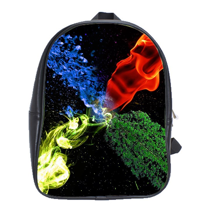 Perfect Amoled Screens Fire Water Leaf Sun School Bags (XL) 