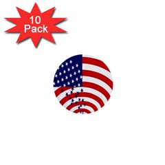 Star Line Hole Red Blue 1  Mini Buttons (10 pack) 