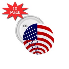 Star Line Hole Red Blue 1.75  Buttons (10 pack)