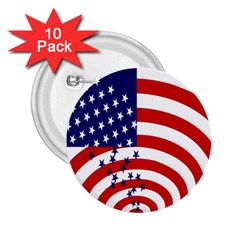 Star Line Hole Red Blue 2.25  Buttons (10 pack) 