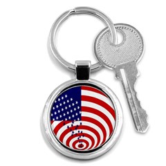 Star Line Hole Red Blue Key Chains (Round) 