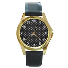 Rabstol Net Black White Space Light Round Gold Metal Watch