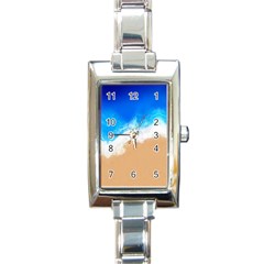 Sand Beach Water Sea Blue Brown Waves Wave Rectangle Italian Charm Watch by Mariart