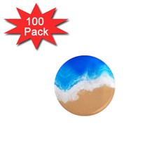 Sand Beach Water Sea Blue Brown Waves Wave 1  Mini Magnets (100 Pack) 