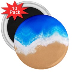 Sand Beach Water Sea Blue Brown Waves Wave 3  Magnets (10 Pack)  by Mariart