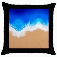 Sand Beach Water Sea Blue Brown Waves Wave Throw Pillow Case (black)