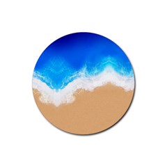 Sand Beach Water Sea Blue Brown Waves Wave Rubber Coaster (round) 