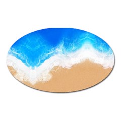 Sand Beach Water Sea Blue Brown Waves Wave Oval Magnet by Mariart