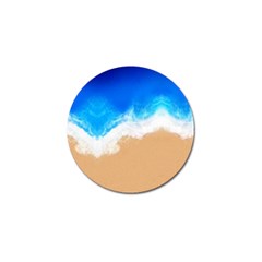 Sand Beach Water Sea Blue Brown Waves Wave Golf Ball Marker by Mariart