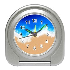 Sand Beach Water Sea Blue Brown Waves Wave Travel Alarm Clocks by Mariart