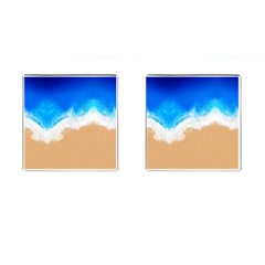 Sand Beach Water Sea Blue Brown Waves Wave Cufflinks (square) by Mariart