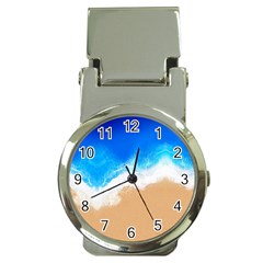 Sand Beach Water Sea Blue Brown Waves Wave Money Clip Watches