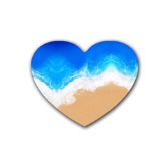 Sand Beach Water Sea Blue Brown Waves Wave Rubber Coaster (heart)  by Mariart