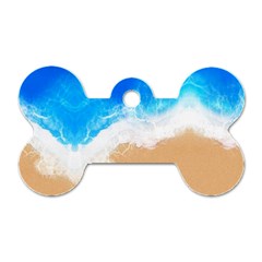 Sand Beach Water Sea Blue Brown Waves Wave Dog Tag Bone (two Sides) by Mariart