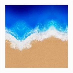 Sand Beach Water Sea Blue Brown Waves Wave Medium Glasses Cloth (2-side)