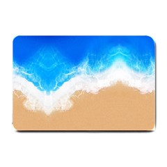 Sand Beach Water Sea Blue Brown Waves Wave Small Doormat  by Mariart