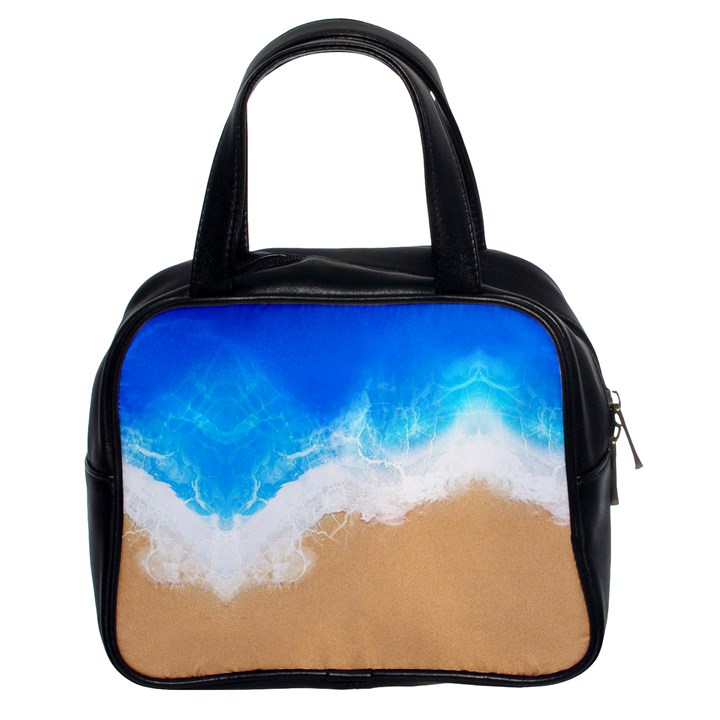 Sand Beach Water Sea Blue Brown Waves Wave Classic Handbags (2 Sides)