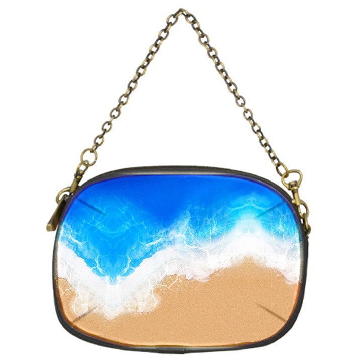 Sand Beach Water Sea Blue Brown Waves Wave Chain Purses (One Side) 