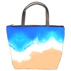 Sand Beach Water Sea Blue Brown Waves Wave Bucket Bags by Mariart