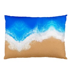 Sand Beach Water Sea Blue Brown Waves Wave Pillow Case by Mariart