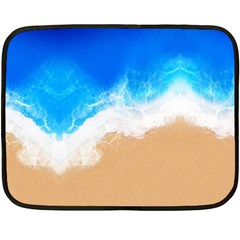 Sand Beach Water Sea Blue Brown Waves Wave Fleece Blanket (mini) by Mariart