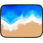 Sand Beach Water Sea Blue Brown Waves Wave Double Sided Fleece Blanket (Mini)  35 x27  Blanket Front