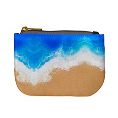 Sand Beach Water Sea Blue Brown Waves Wave Mini Coin Purses by Mariart