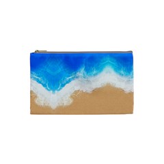 Sand Beach Water Sea Blue Brown Waves Wave Cosmetic Bag (small)  by Mariart