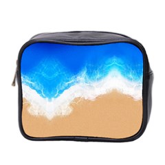 Sand Beach Water Sea Blue Brown Waves Wave Mini Toiletries Bag 2-side by Mariart