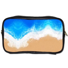 Sand Beach Water Sea Blue Brown Waves Wave Toiletries Bags