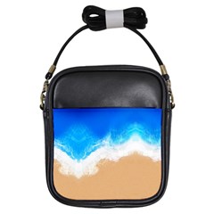 Sand Beach Water Sea Blue Brown Waves Wave Girls Sling Bags by Mariart