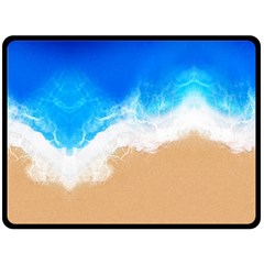 Sand Beach Water Sea Blue Brown Waves Wave Fleece Blanket (large)  by Mariart