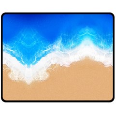 Sand Beach Water Sea Blue Brown Waves Wave Fleece Blanket (medium)  by Mariart