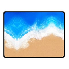 Sand Beach Water Sea Blue Brown Waves Wave Fleece Blanket (small) by Mariart