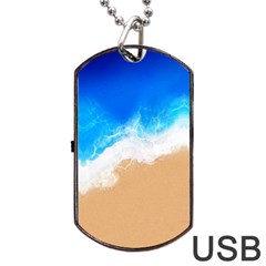 Sand Beach Water Sea Blue Brown Waves Wave Dog Tag Usb Flash (one Side) by Mariart