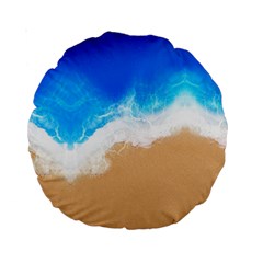 Sand Beach Water Sea Blue Brown Waves Wave Standard 15  Premium Round Cushions