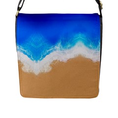 Sand Beach Water Sea Blue Brown Waves Wave Flap Messenger Bag (l)  by Mariart