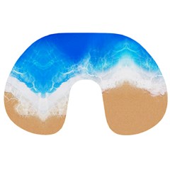 Sand Beach Water Sea Blue Brown Waves Wave Travel Neck Pillows by Mariart