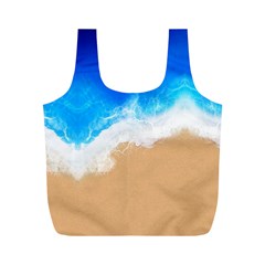 Sand Beach Water Sea Blue Brown Waves Wave Full Print Recycle Bags (m) 