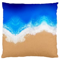 Sand Beach Water Sea Blue Brown Waves Wave Standard Flano Cushion Case (one Side) by Mariart