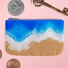 Sand Beach Water Sea Blue Brown Waves Wave Large Coin Purse