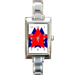 Stars Red Blue Rectangle Italian Charm Watch