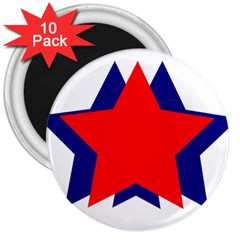 Stars Red Blue 3  Magnets (10 Pack)  by Mariart